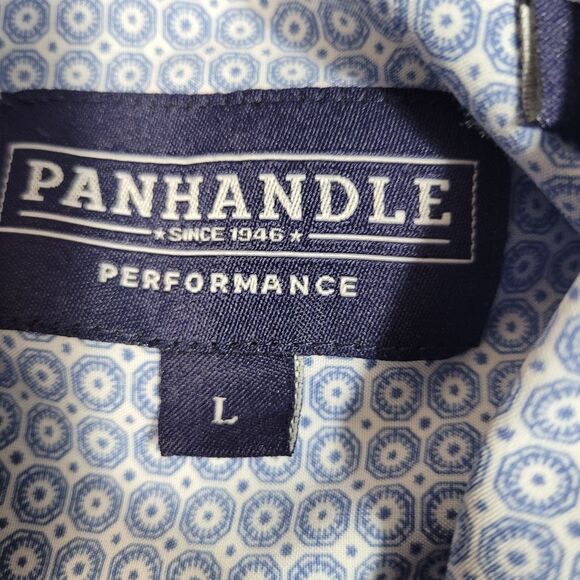 Panhandle Men's Size L Vented Button-Up Fishing Performance Shirt Blue White - Picture 8 of 16